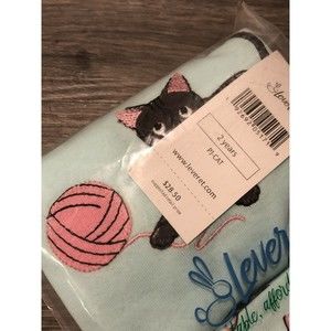 New Toddler Girl Pajama Set, Cat PJ, Cotton, Leveret Size 2 Years Kids